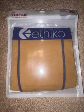 ethika Men’s Golden Yellow Boxer Briefs with Blue Waistband